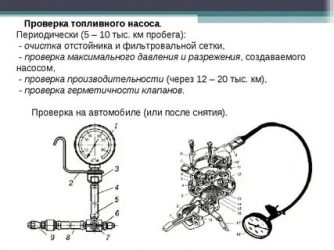 Проверка топливного насоса при помощи прибора